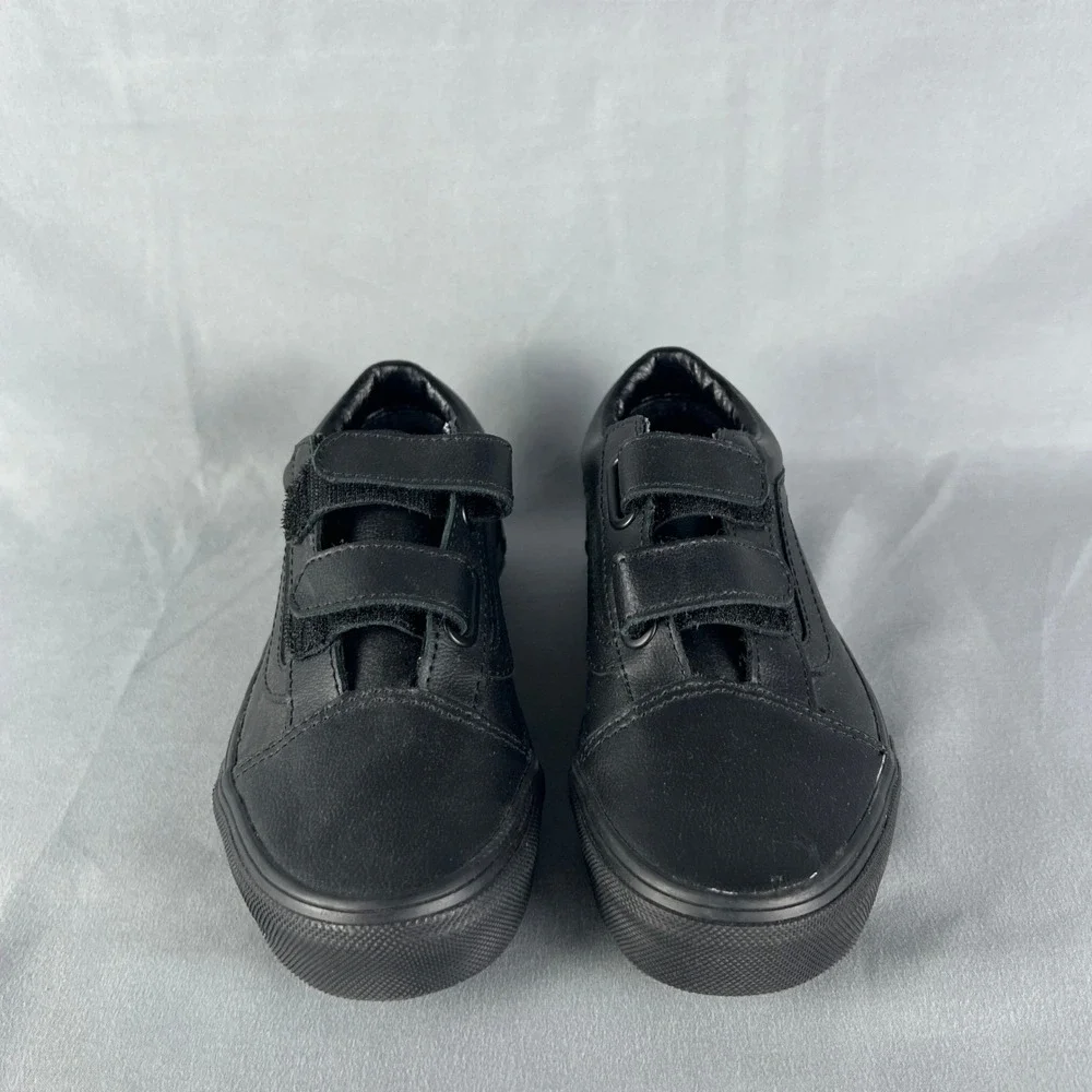 Vans Classic Old Skool Sneakers Kids US 2 Black Low Top Round Toe Hook & Loop